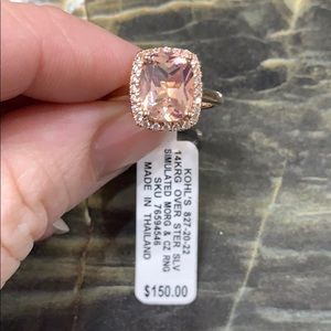 Sim Morganite Cubic Zirconia Rose Gold Ring Sz 7